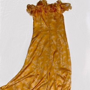 Anthropology yellow off the shoulder dress